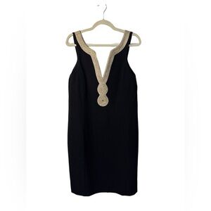 ⭐️ Pappagallo Black sleeveless dress with Gold Accents- size 14